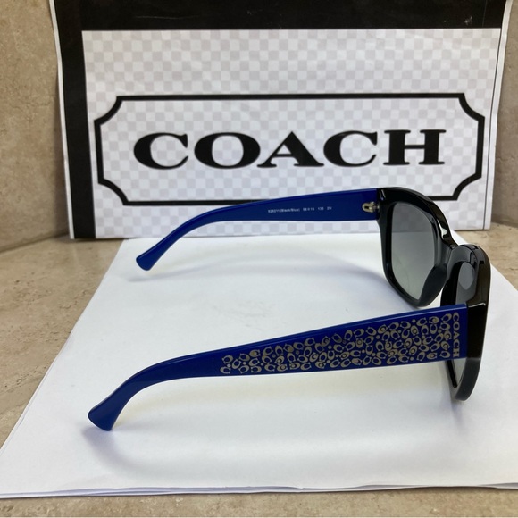 New Coach HC8139 L110 Black w/blue temples Sunglasses - Picture 8 of 13